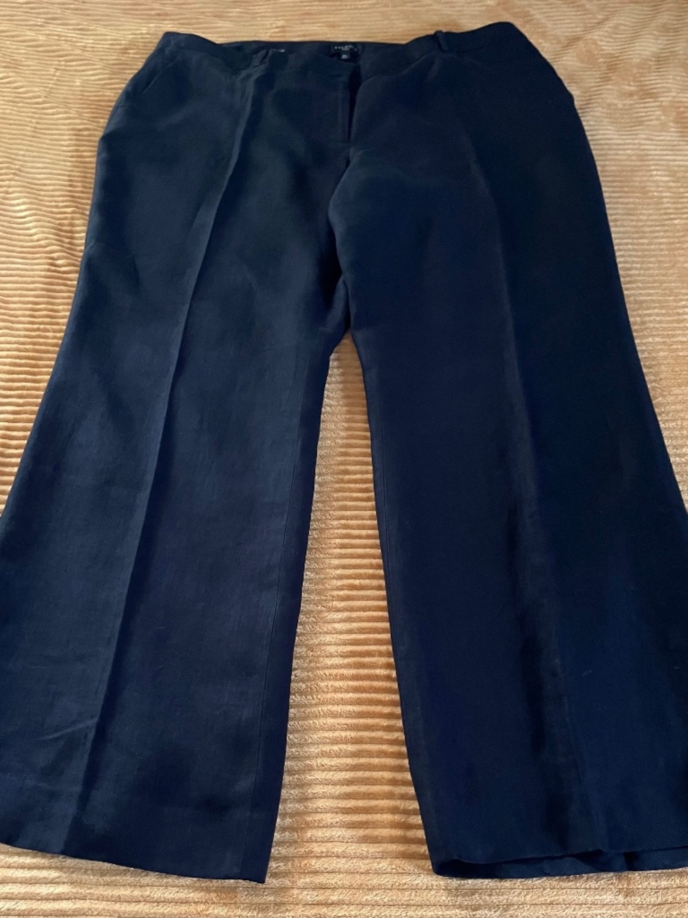 Talbots Classic Heritage W Black Linen Straight Leg Full Length Trousers 22W